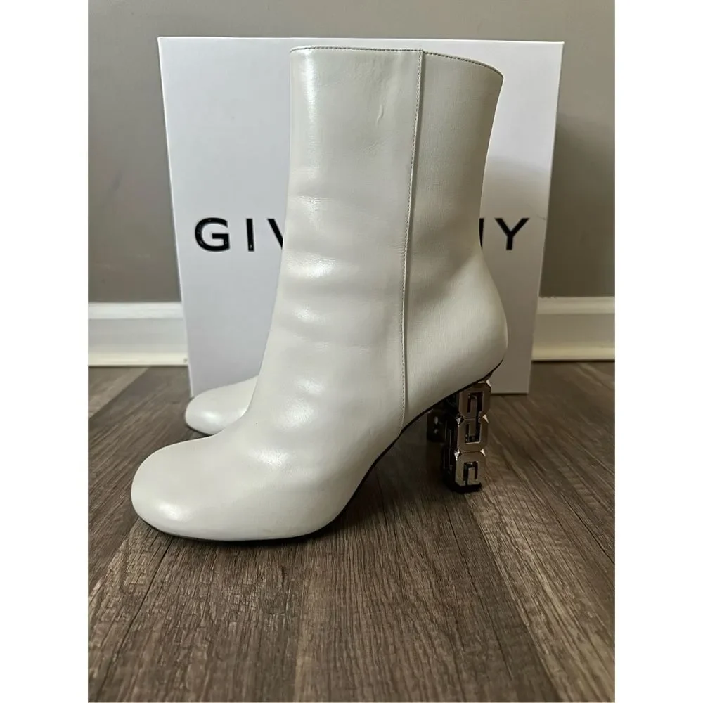 GIVENCHY White G Cube Ankle Boots $1250 - Picture 10 of 12